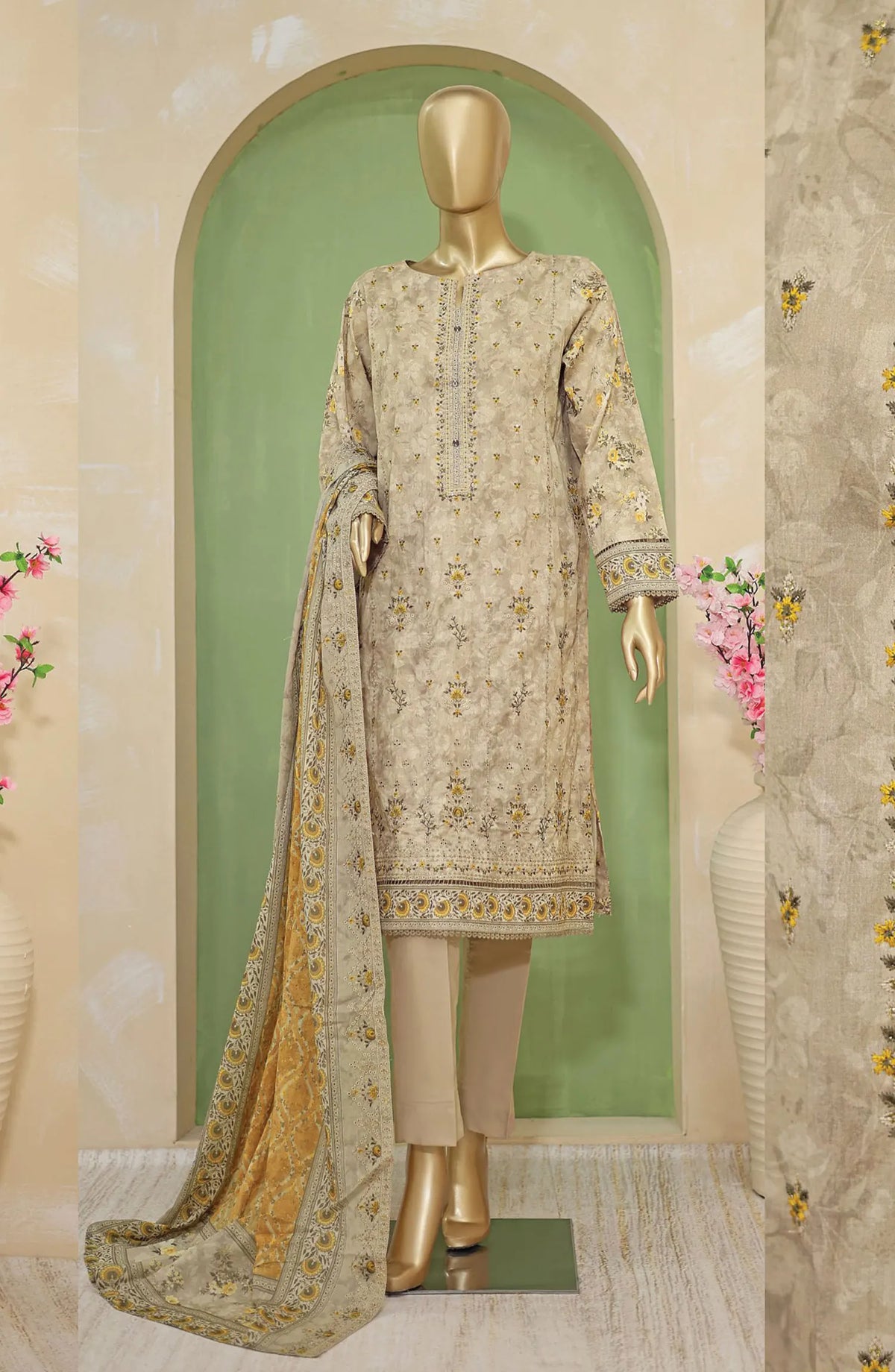 HZ Premium Emb Lawn Shirt with Emb Lawn Dupatta Collection - PEC-704