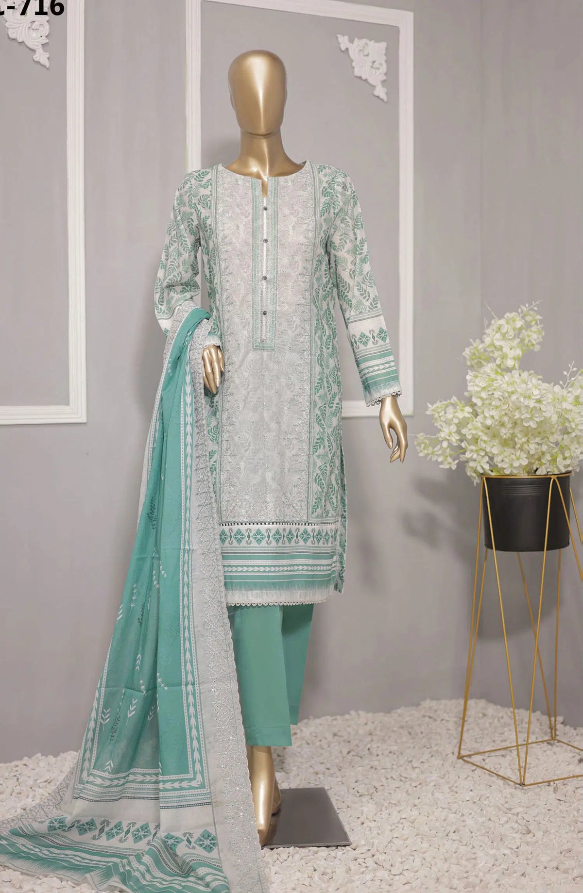 HZ Premium Lawn Embroidered with Lawn Dupatta Collection VOl 02 - PEC 716