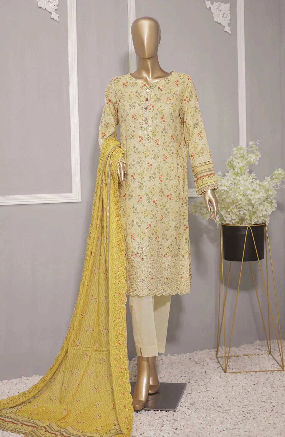 HZ Premium Lawn Embroidered with Lawn Dupatta Collection VOl 02 - PEC 719
