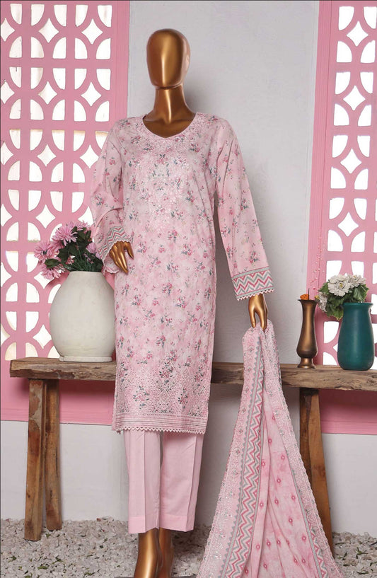 HZ Textile Embroidered Lawn Unstitched 3 Piece - PEC-822 - HZ25PEL - Pink - Summer Collection