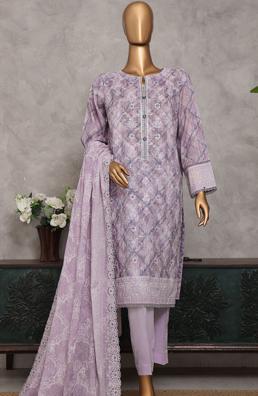 HZ Textile Embroidered Lawn Unstitched 3 Piece Suit - PEC-939 - HZ25PECV3 - Purple - Summer Collection