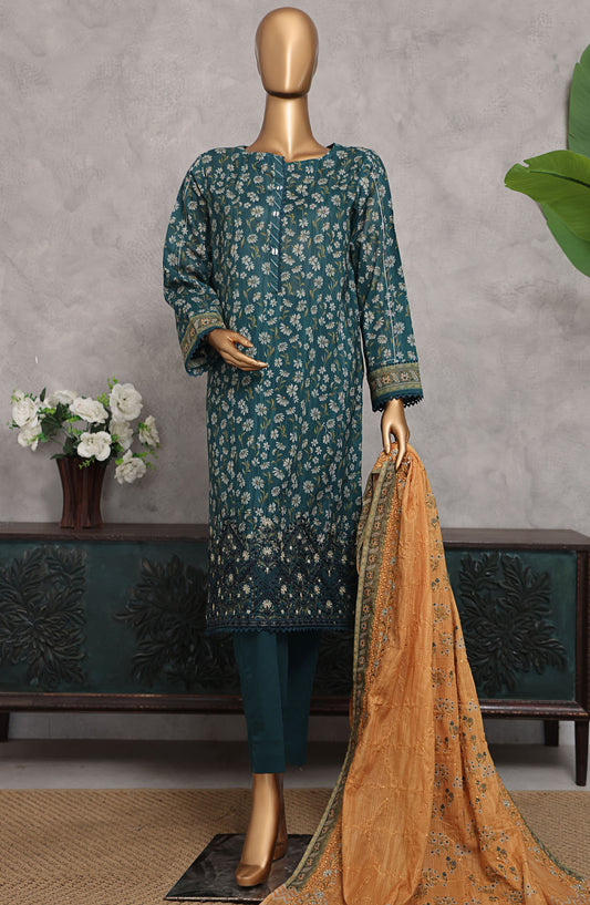 HZ Textile Embroidered Lawn Unstitched 3 Piece Suit - PEC-946 - HZ25PECV3 - Blue - Summer Collection