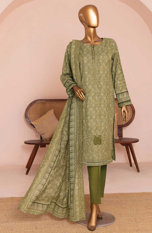 HZ Textile Embroidered Lawn Unstitched 3 Piece - PEC-951 - HZ25PEL - Green - Summer Collection