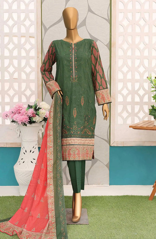 Premium Embroidered Cotton Lawn Shirt With Embroidered Cutwork Lawn Dupatta Vol 02 - PEC 138