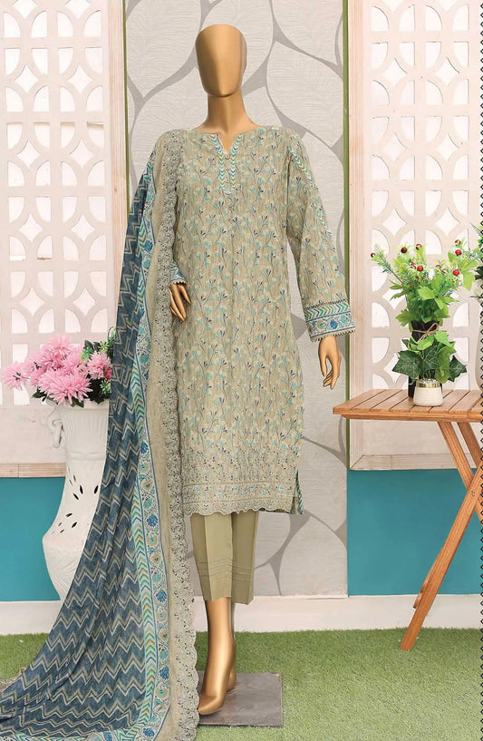Premium Embroidered Cotton Lawn Shirt With Embroidered Cutwork Lawn Dupatta Vol 02 - PEC 141