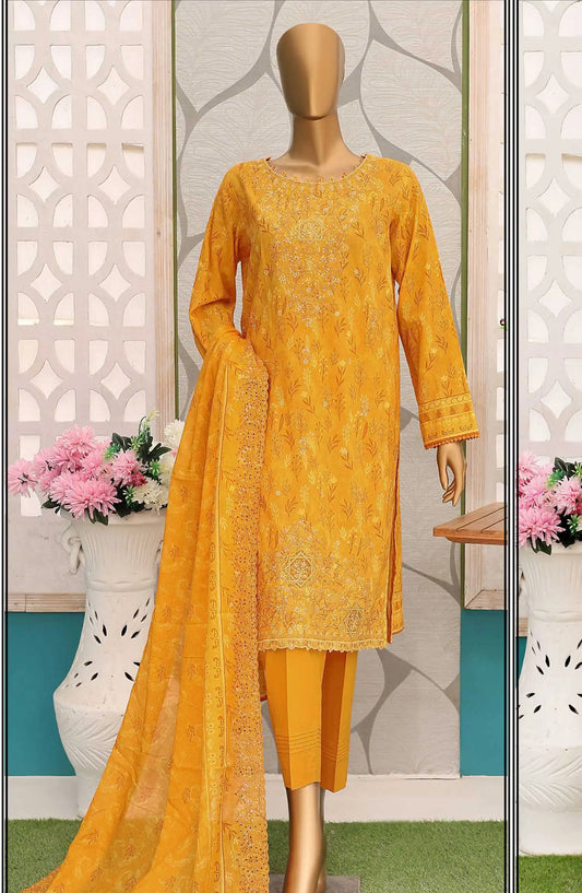 Premium Embroidered Cotton Lawn Shirt With Embroidered Cutwork Lawn Dupatta Vol 02 - PEC 142