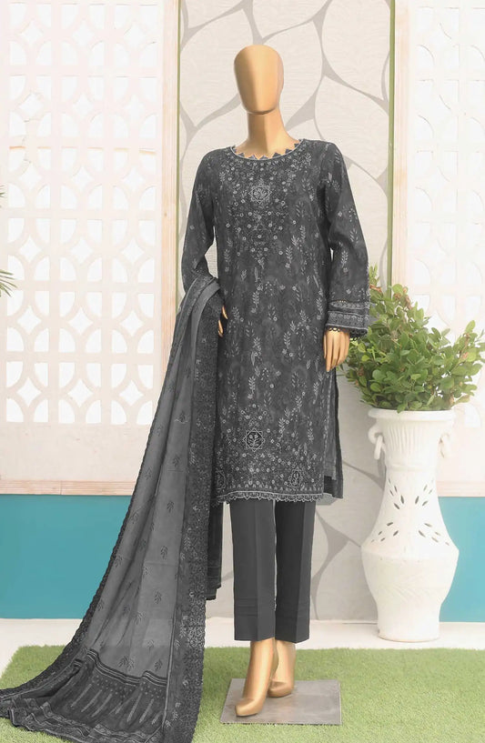 Premium Embroidered Cotton Lawn Shirt With Embroidered Cutwork Lawn Dupatta Vol 02 - PEC 147