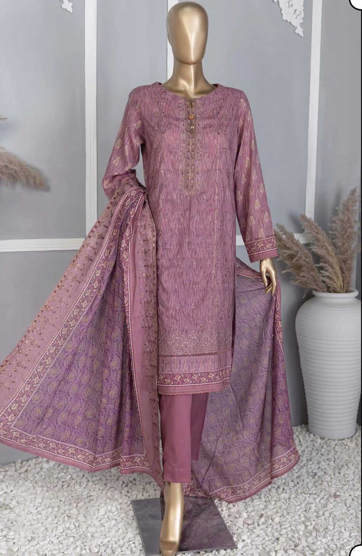 Premium Embroidered Cotton Lawn Shirt With Embroidered Cutwork Lawn Dupatta Vol 02 - PEC 751