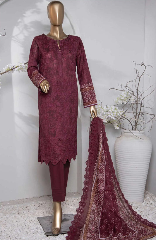 Premium Embroidered Cotton Lawn Shirt With Embroidered Cutwork Lawn Dupatta Vol 02 - PEC 768