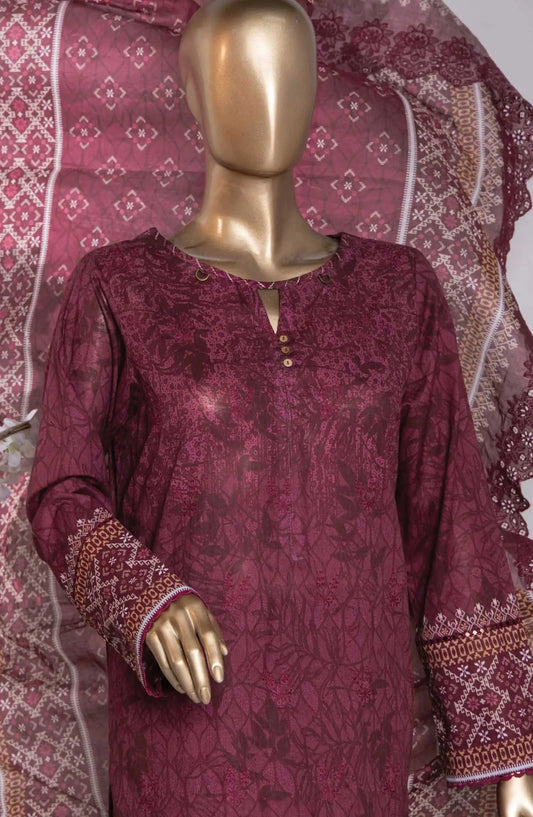 Premium Embroidered Cotton Lawn Shirt With Embroidered Cutwork Lawn Dupatta Vol 02 - PEC 768