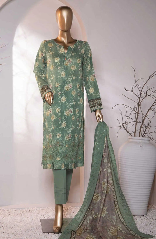 Premium Embroidered Cotton Lawn Shirt With Embroidered Cutwork Lawn Dupatta Vol 02 - PEC 773