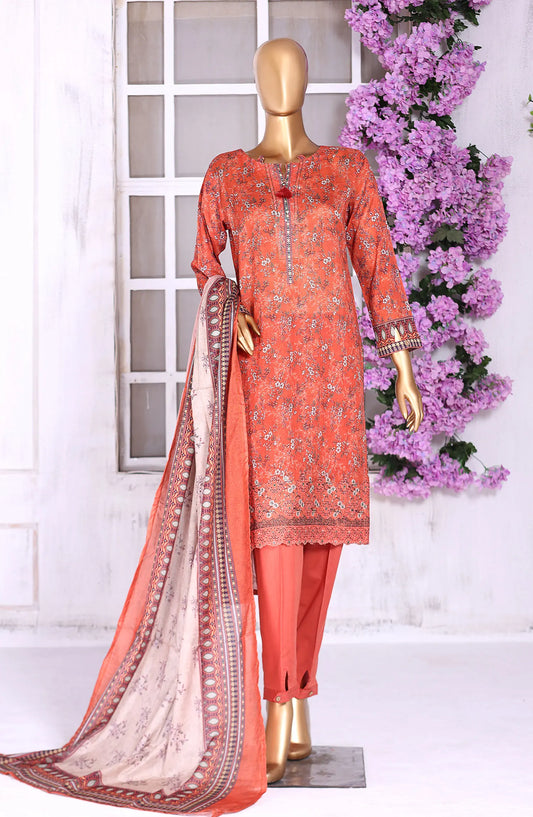 HZ Aashkaar RTW Printed Embroidered Lawn Collection Vol 01 - PEL-407 CORAL