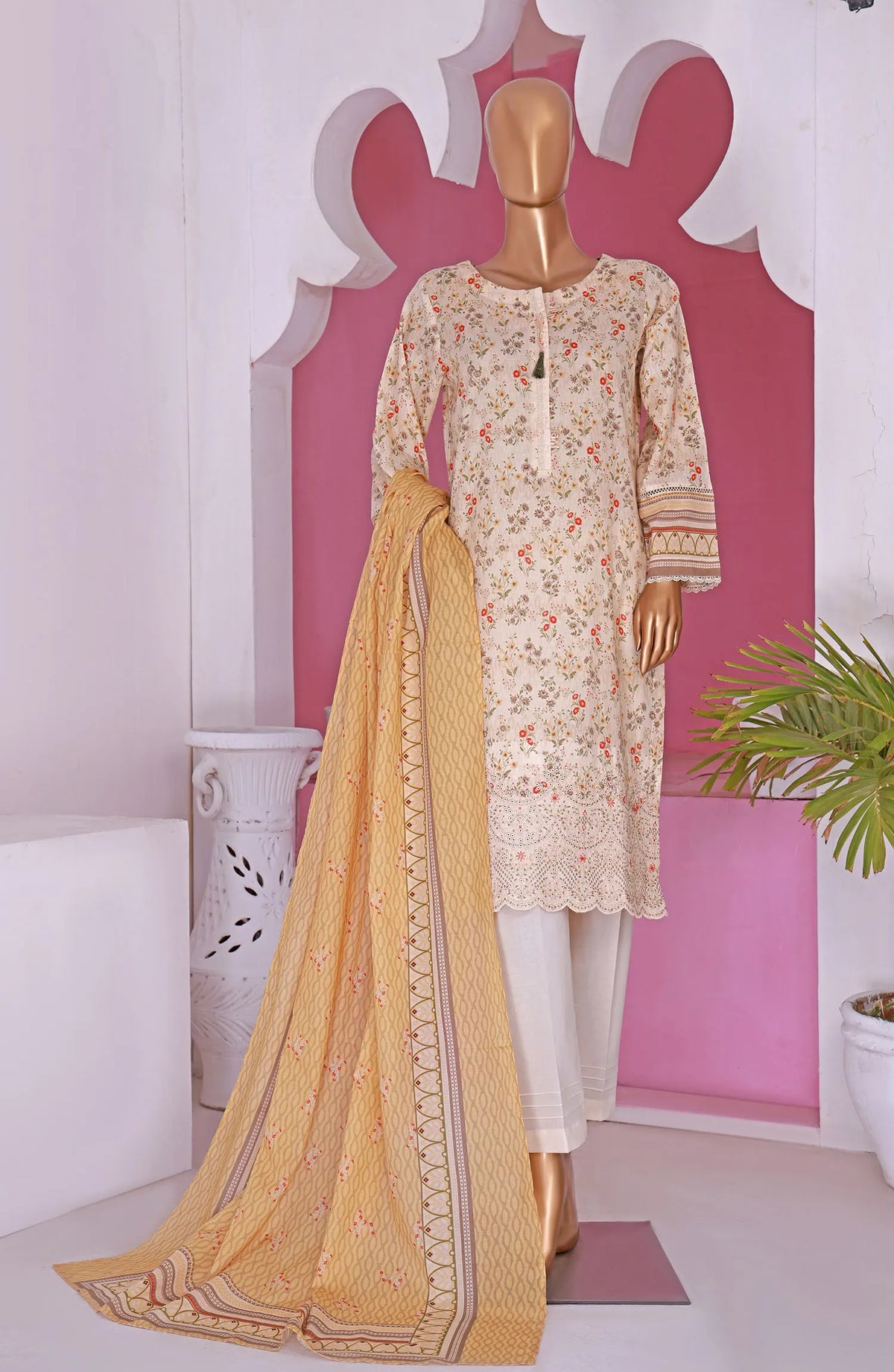 HZ RTW AASHKAAR Embroidered Lawn Collection Vol 03 - PEL 422 Light Peach