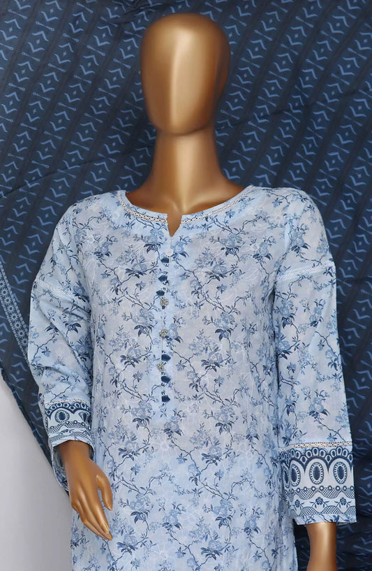 HZ Dhagakari RTW Printed Embroidered 3Pc Collection - PEL-701-LIGHT-BLUE