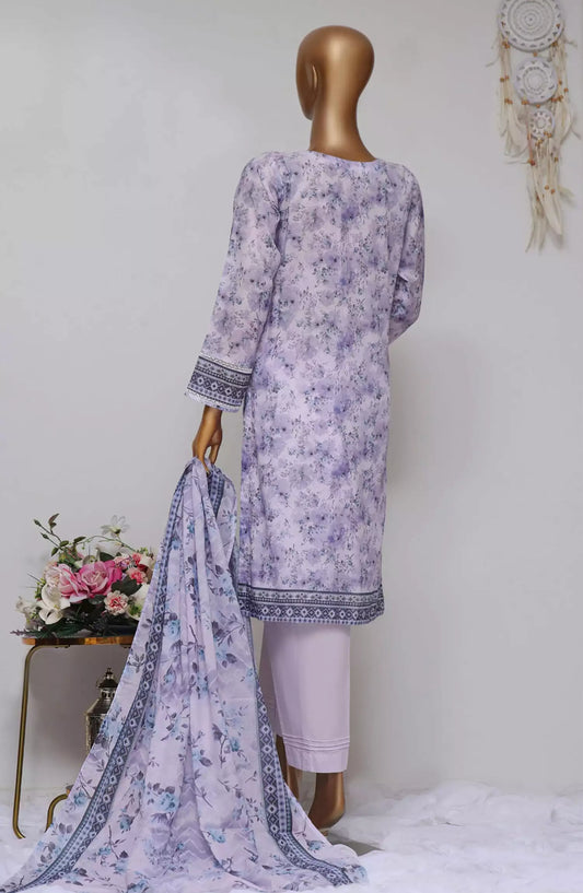 HZ Dhagakari RTW Printed Embroidered 3Pc Collection - PEL-702-LAVENDER