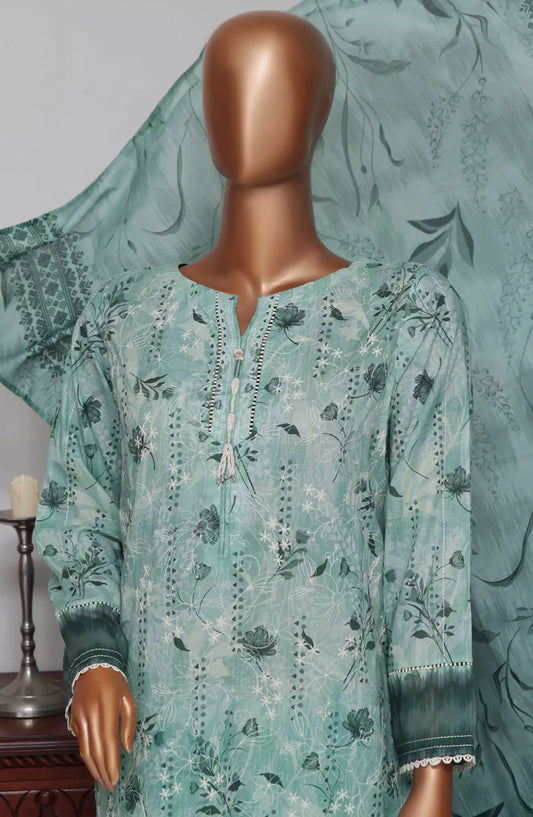 HZ Dhagakari RTW Printed Embroidered 3Pc Collection - PEL-705-GREEN
