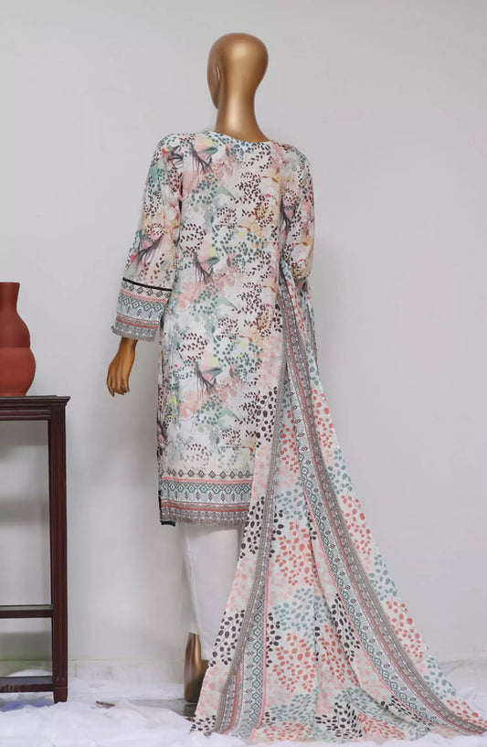HZ Dhagakari RTW Printed Embroidered 3Pc Collection - PEL-709-CREAM MULTI
