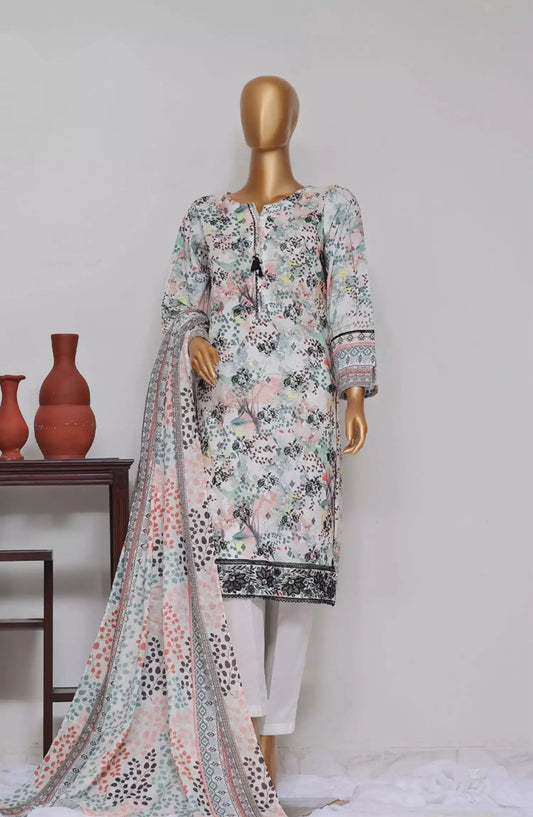 HZ Dhagakari RTW Printed Embroidered 3Pc Collection - PEL-709-CREAM MULTI