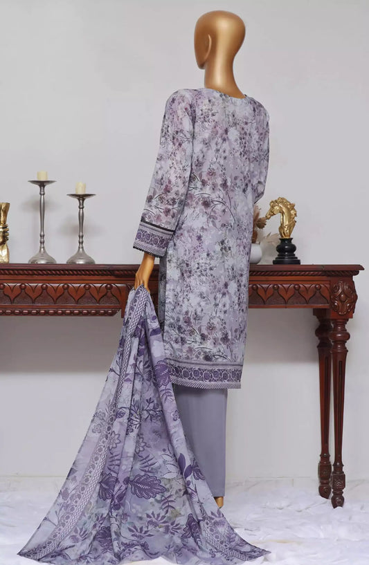 HZ Dhagakari RTW Printed Embroidered 3Pc Collection - PEL-710-ASH GREY