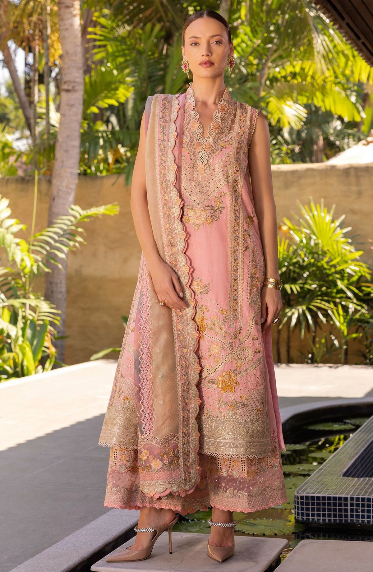 Zinnia by Faiza Saqlain Embroidered Lawn Unstitched 3 Piece Suit - Peony - FS25ZL - Pink - Summer Collection