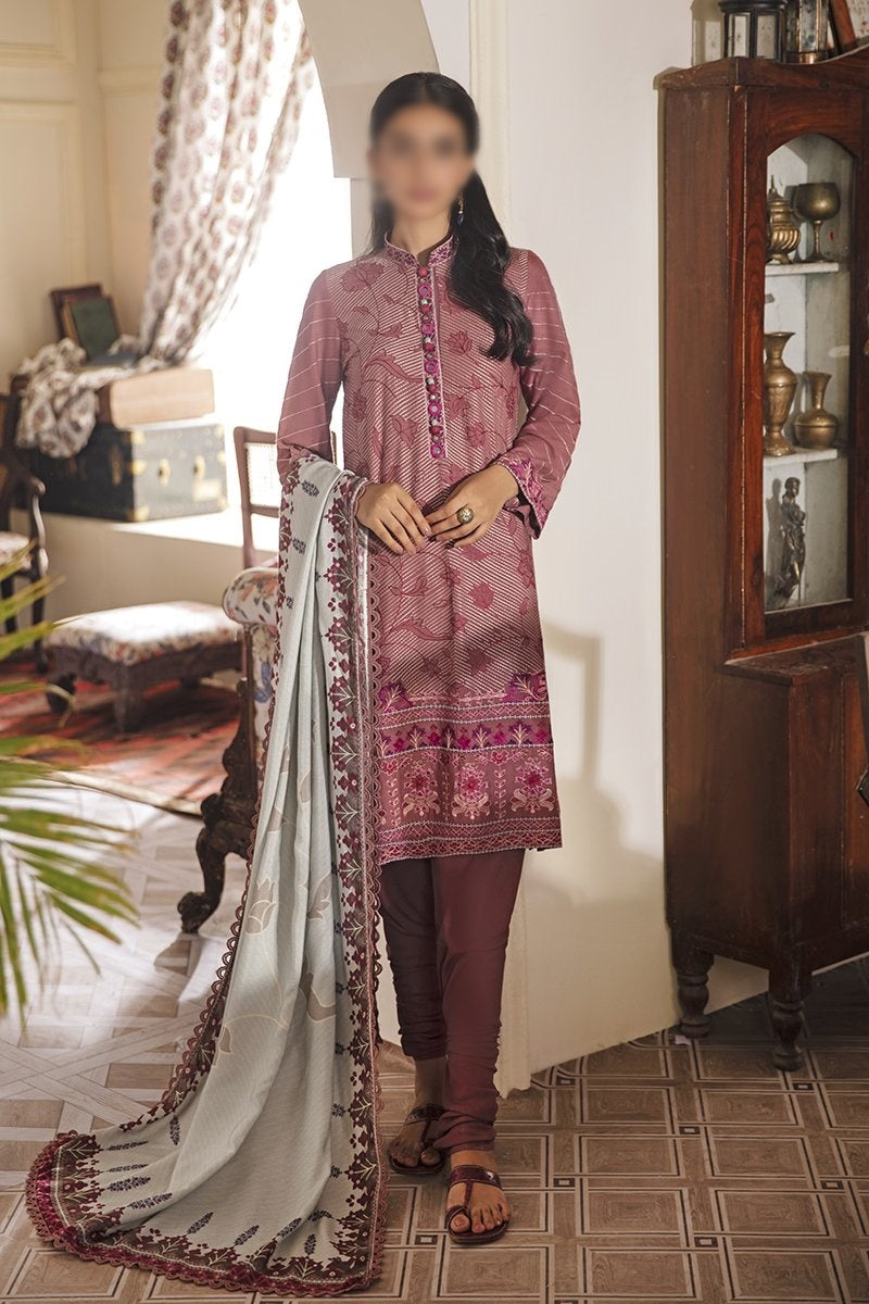 Manzil - Khaddar and Linen Unstitched Collection D- PERIWINKLE AURA