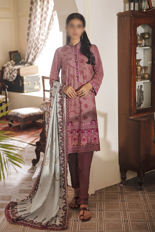 Manzil - Khaddar and Linen Unstitched Collection D- PERIWINKLE AURA
