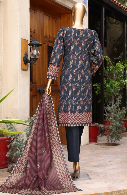 HZ Damask RTW Jacquard Printed Lawn Collection 2024 - PJL 405 BLACK