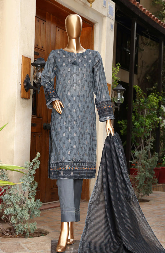 HZ Damask RTW Jacquard Printed Lawn Collection 2024 - PJL 406 GREY