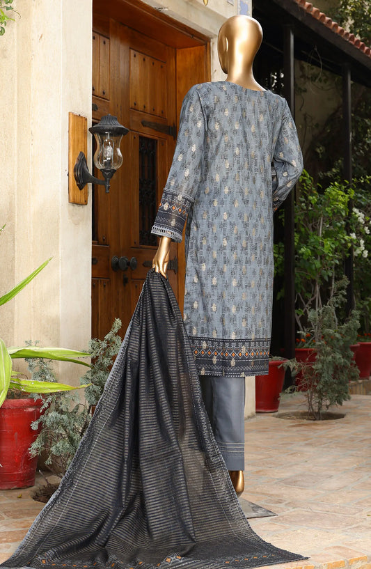HZ Damask RTW Jacquard Printed Lawn Collection 2024 - PJL 406 GREY