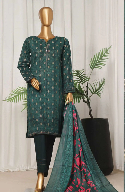 HZ Damask Jacquard Digital Printed RTW Collection - PJL 701 GREEN