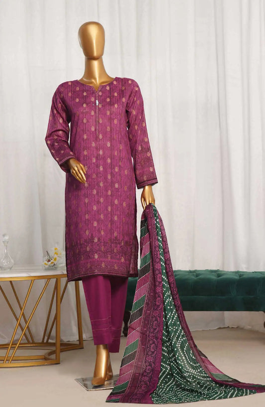 HZ Damask Jacquard Digital Printed RTW Collection - PJL 702 PURPLE