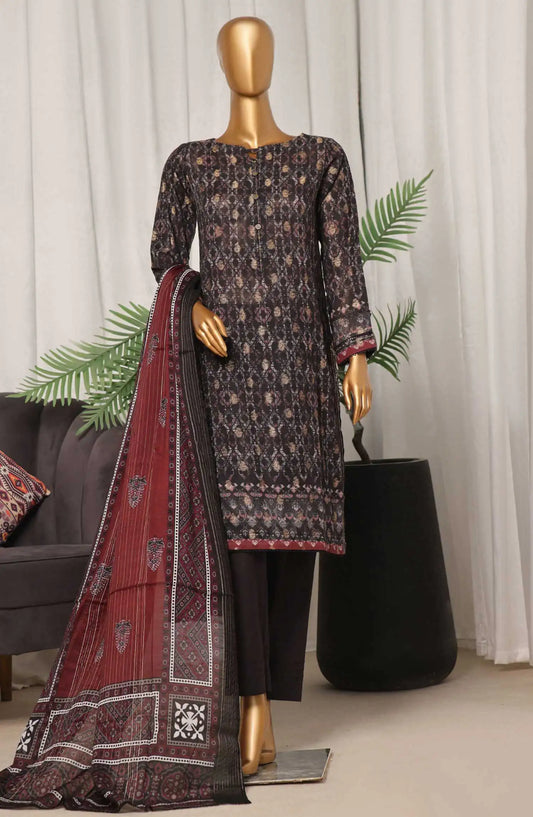 HZ Damask Jacquard Digital Printed RTW Collection - PJL 708 BLACK