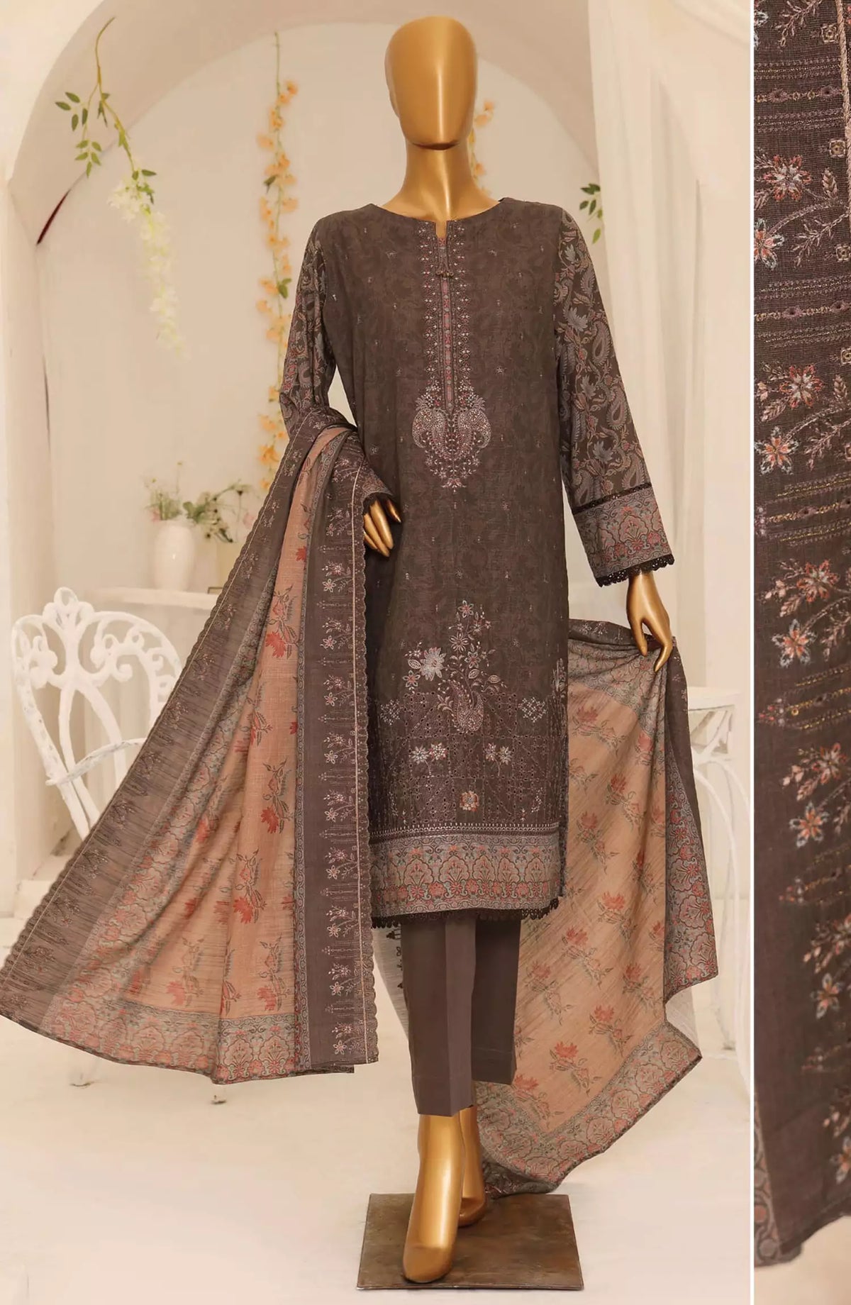 HZ Premium Embroidered Khaddar Collection 2024 - PKE 08
