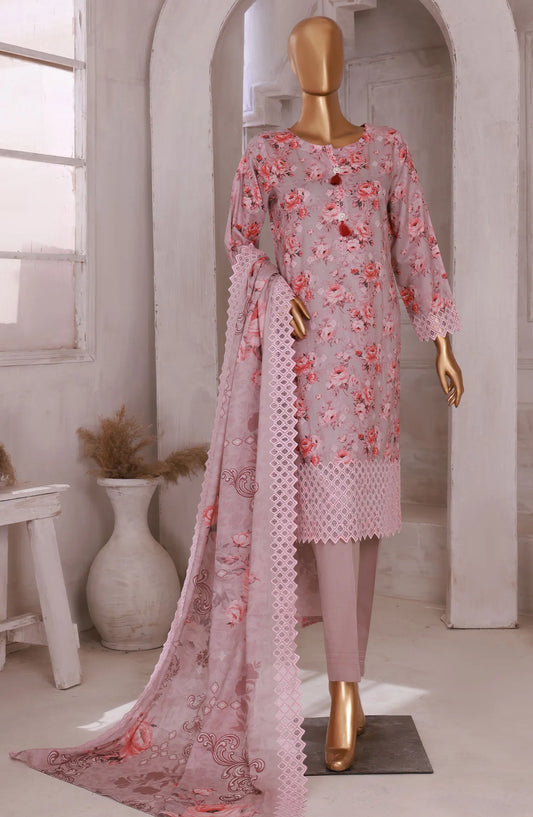 HZ RTW Printkari Embroidered Lawn Collection 2024 - PKL 402 PASTEL DOVE
