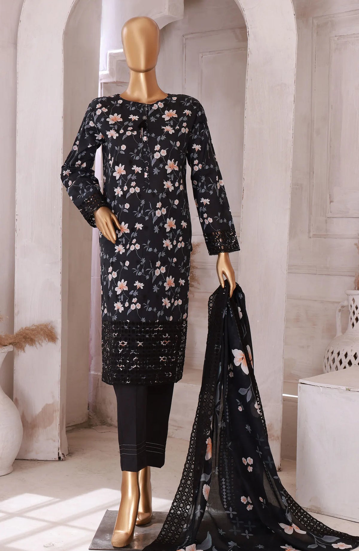 HZ RTW Printkari Embroidered Lawn Collection 2024 - PKL 403 BLACK
