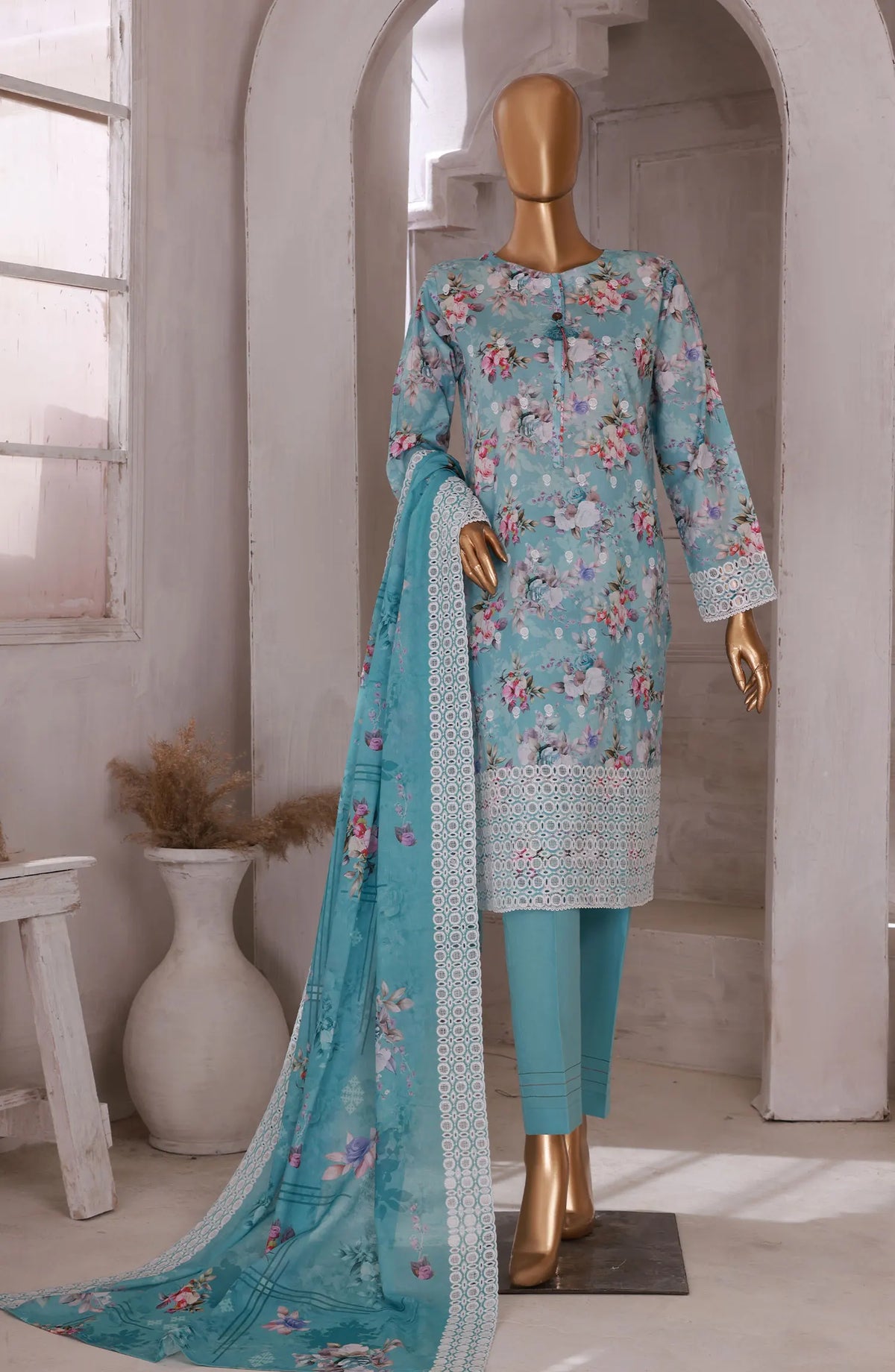 HZ RTW Printkari Embroidered Lawn Collection 2024 - PKL 404 Blue Multi