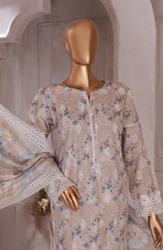 HZ RTW Printkari Embroidered Lawn Collection 2024 - PKL 405 SAND BEIGE