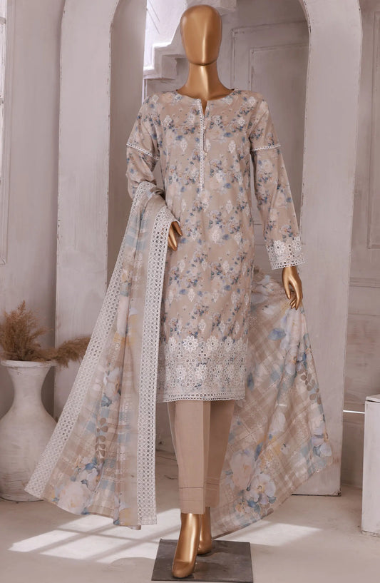 HZ RTW Printkari Embroidered Lawn Collection 2024 - PKL 405 SAND BEIGE