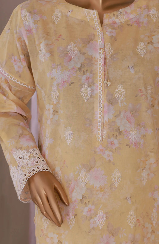 HZ RTW Printkari Embroidered Lawn Collection 2024 - PKL 406 PASTEL YELLOW