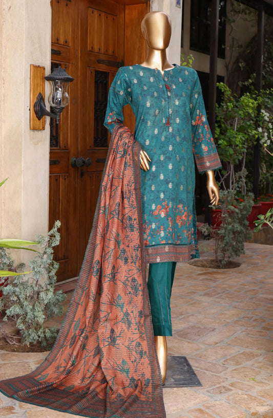 HZ Damask RTW Jacquard Printed Lawn Collection 2024 - PJL 402 GREEN