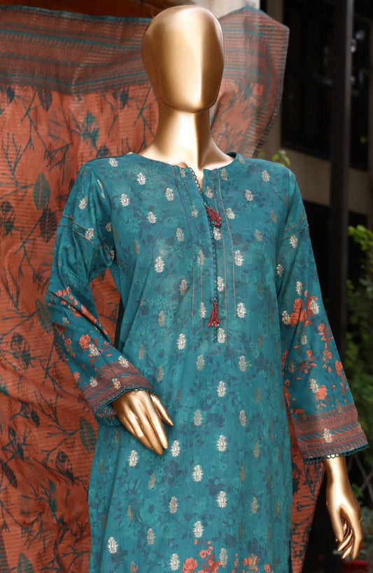 HZ Damask RTW Jacquard Printed Lawn Collection 2024 - PJL 402 GREEN