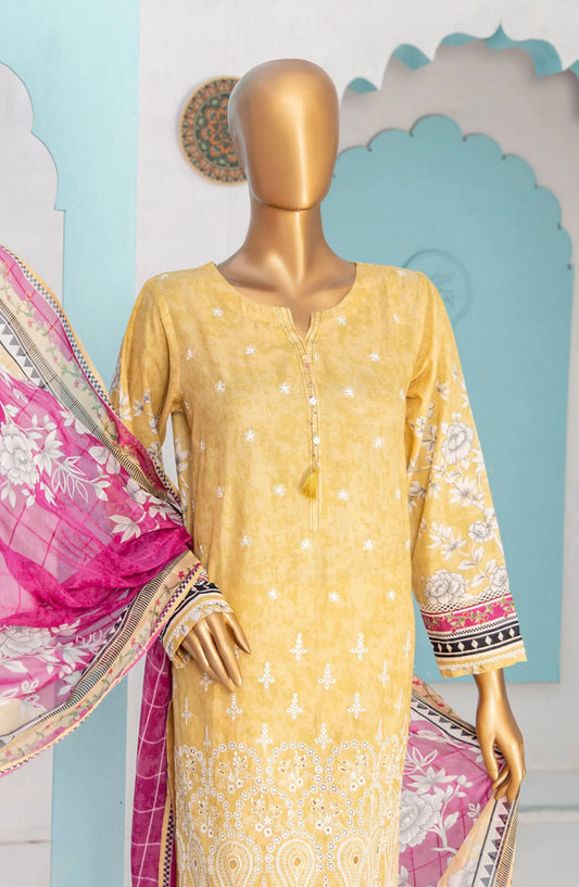 HZ RTW Printkari with Bamber Chiffon Dupatta - PLC-409 MUSTARD