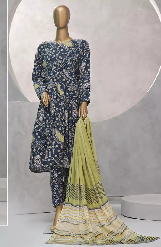 HZ Florence Winter RTW Printed Linen 3 Pc Collection - PLC-902 MIDNIGHT BLUE