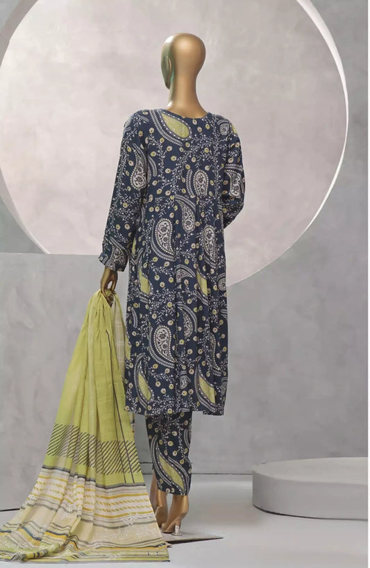 HZ Florence Winter RTW Printed Linen 3 Pc Collection - PLC-902 MIDNIGHT BLUE