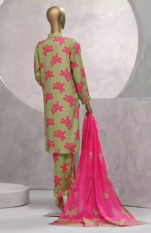 HZ Florence Winter RTW Printed Linen 3 Pc Collection - PLC-903 OLIVE PINK