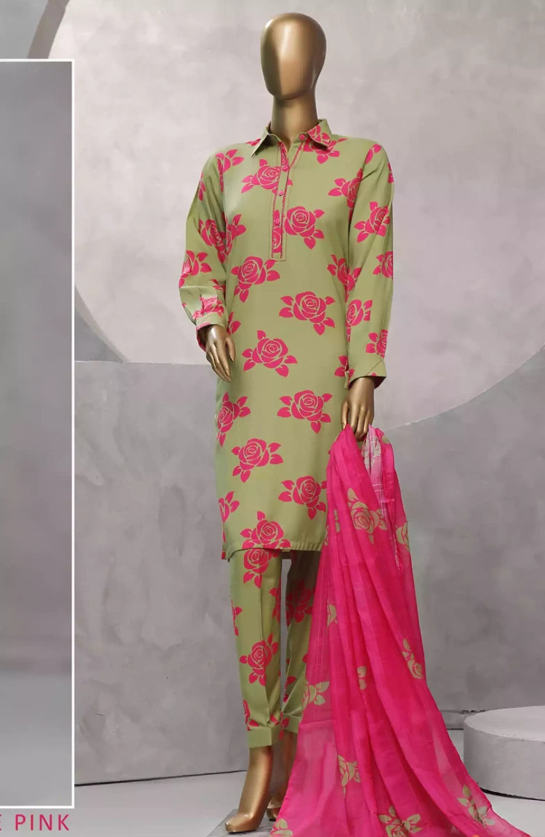 HZ Florence Winter RTW Printed Linen 3 Pc Collection - PLC-903 OLIVE PINK