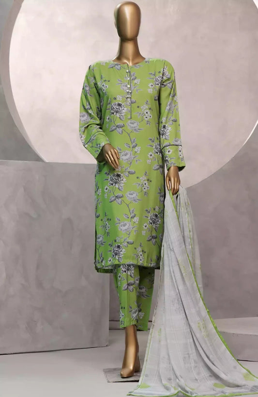 HZ Florence Winter RTW Printed Linen 3 Pc Collection -PLC-904 PARROT GREEN