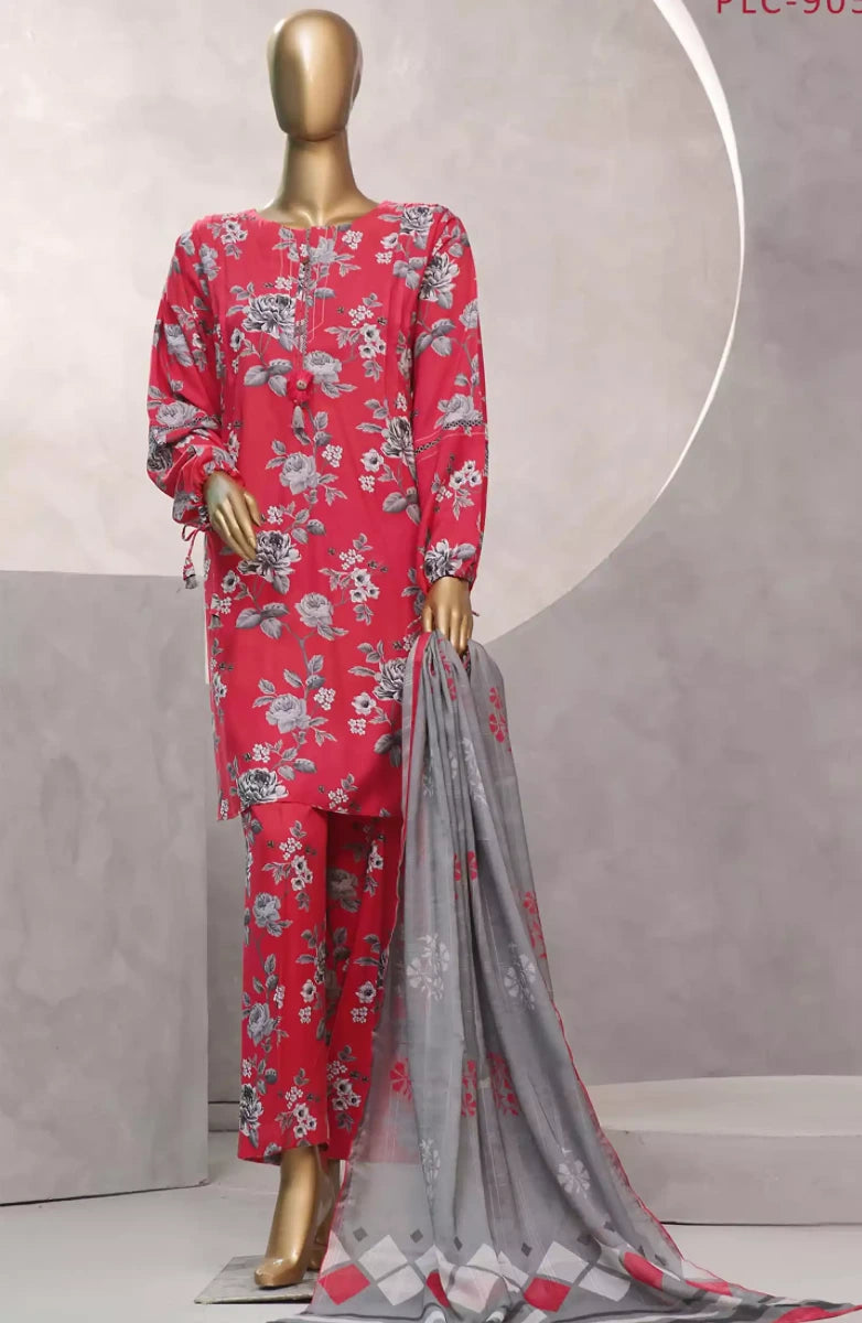 HZ Florence Winter RTW Printed Linen 3 Pc Collection -PLC-905 RUBY RED