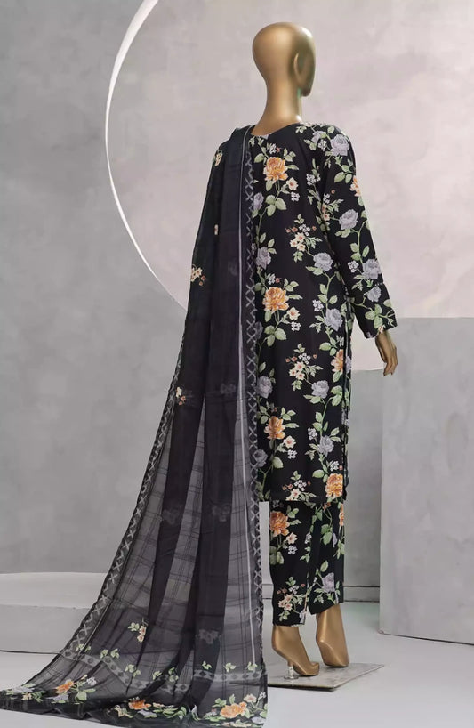 HZ Florence Winter RTW Printed Linen 3 Pc Collection -PLC-906 FLORAL BLACK