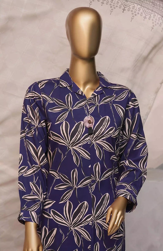 HZ Florence Winter RTW Printed Linen 3 Pc Collection -PLC-907 INDIGO PURPLE